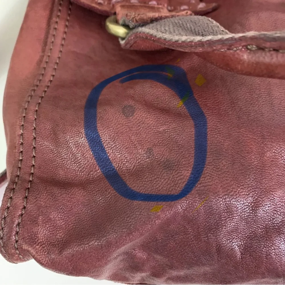 Lucky Brand Abbey Road Vintage Handbag Crossbody Messenger Leather Reddish Brown